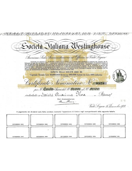 1918 - ITALIANA WESTINGHOUSE SOC.