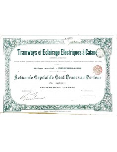 1904 - TRAMWAYS ET ECLAIRAGE ELECTRIQUES A CATANE Azione...