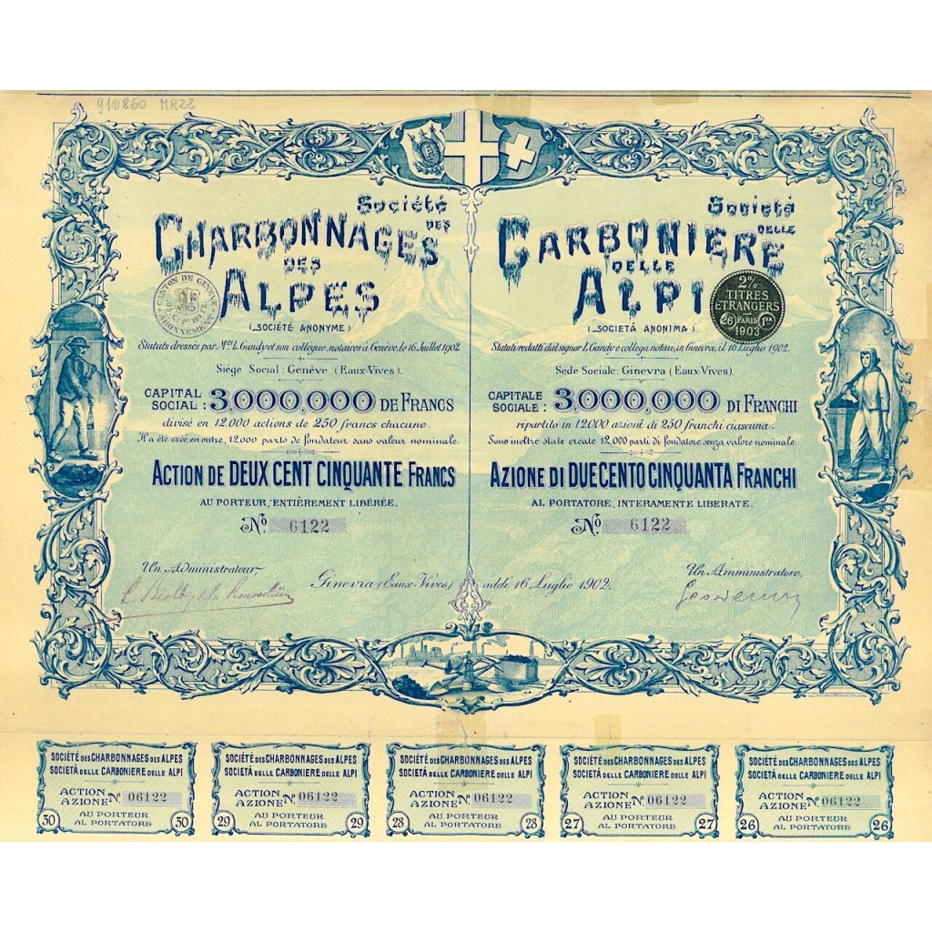 1902 - CARBONIERE DELLE ALPI SOC. DELLE