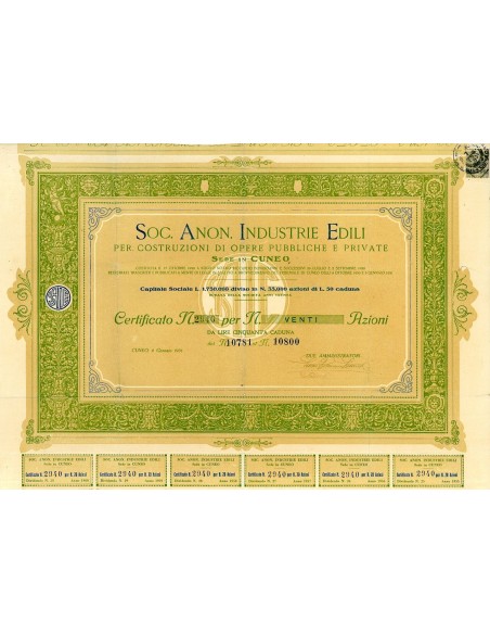 1931 - INDUSTRIE EDILI PER COSTRUZ. DI OPERE PUBBL. E PRIVATE SOC. ANON.