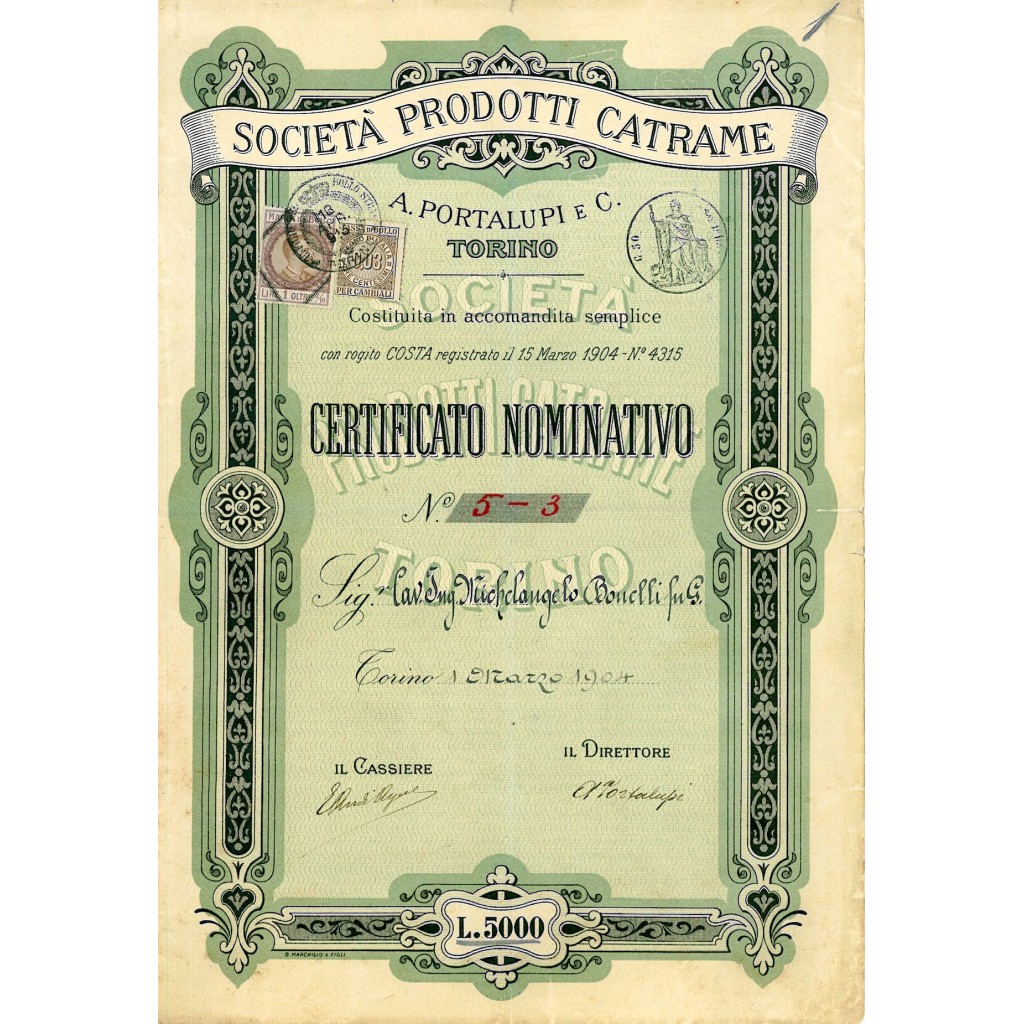 1904 - PRODOTTI CATRAME A. PORTALUPI E C. SOC....