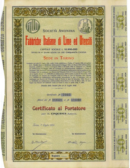 1924 - FABBRICHE ITALIANE DI LIME ED UTENSILI SOC. ANON.