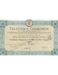 TELEFONICA CREMONESE - 1 AZIONE SORESINA 1917