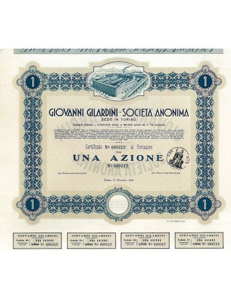 1935 - GIOVANNI GILARDINI SOC. ANON. (1 AZIONE) - TORINO