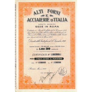 1918 - ALTI FORNI E ACCIAIERIE D'ITALIA SOC. ANON. - ROMA