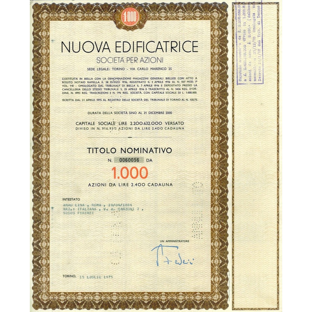 1975 - NUOVA EDIFICATRICE SPA