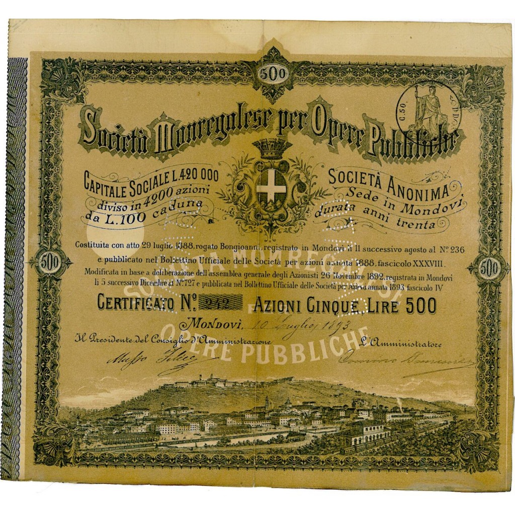 1893 - MONREGALESE PER OPERE PUBBLICHE SOC. (5...