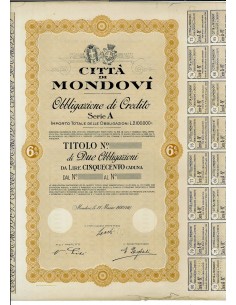 1930 - CITTA' DI MONDOVI' - OBBLIGAZ. DI CREDITO SERIE A