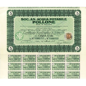 1928 - ACQUA POTABILE POLLONE SOC. AN.