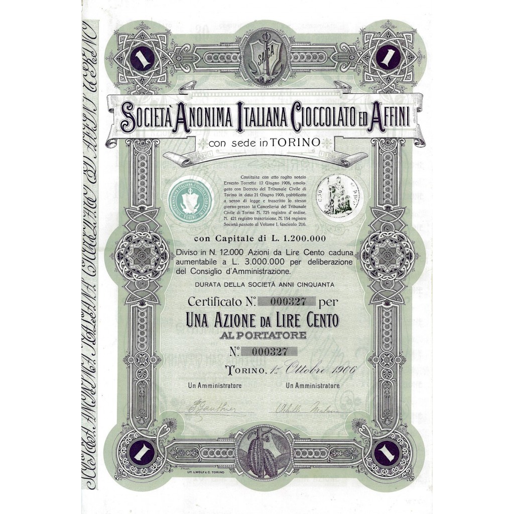 1906 - ITALIANA CIOCCOLATO ED AFFINI SOC. ANON....