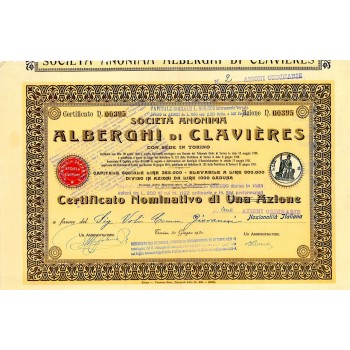 1921 - ALBERGHI DI CLAVIERES SOC. ANON. - TORINO