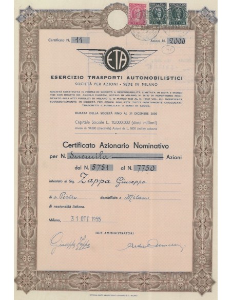ESERCIZIO TRASPORTI AUTOMOBILISTICI E.T.A. MILANO 1955