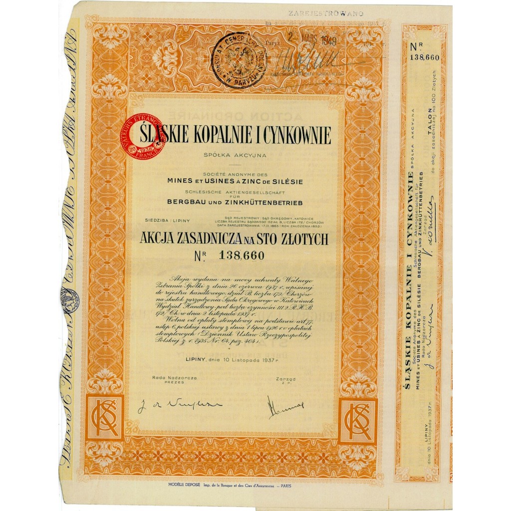 1937 - SLASKIE KOPALNIE I CYNKOWNIE - LIPIMY