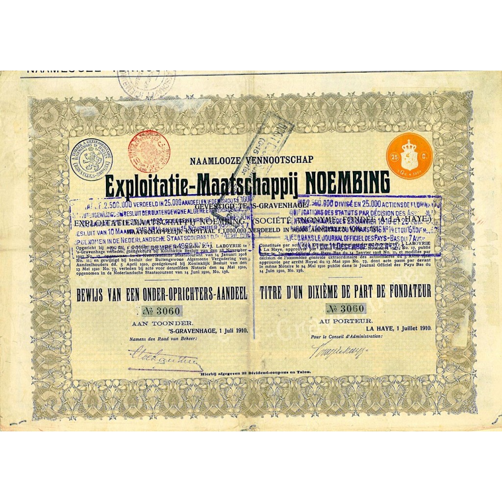 1910 - EXPLOITATIE-MAATSCHAPPIJ NOEMBING