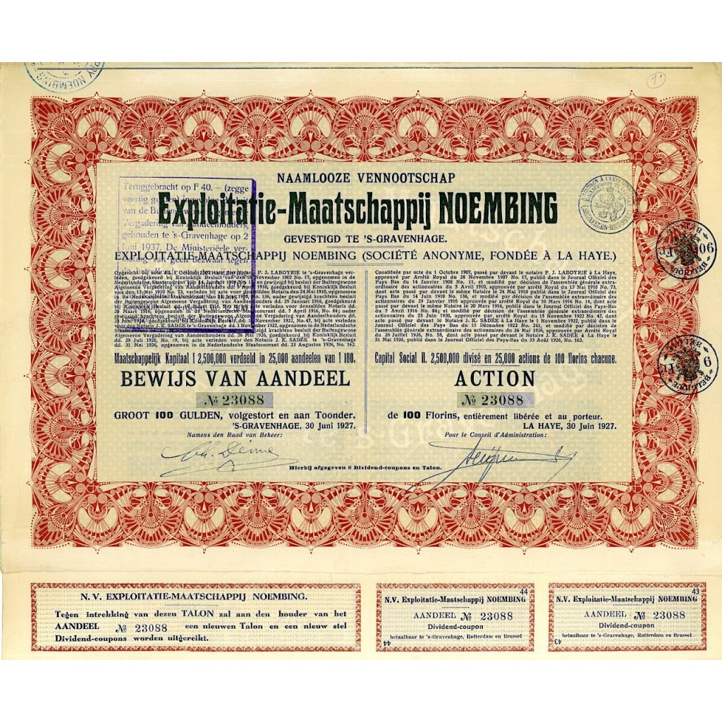 1927 - EXPLOITATIE-MAATSCHAPPIJ NOEMBING (AZIONE)