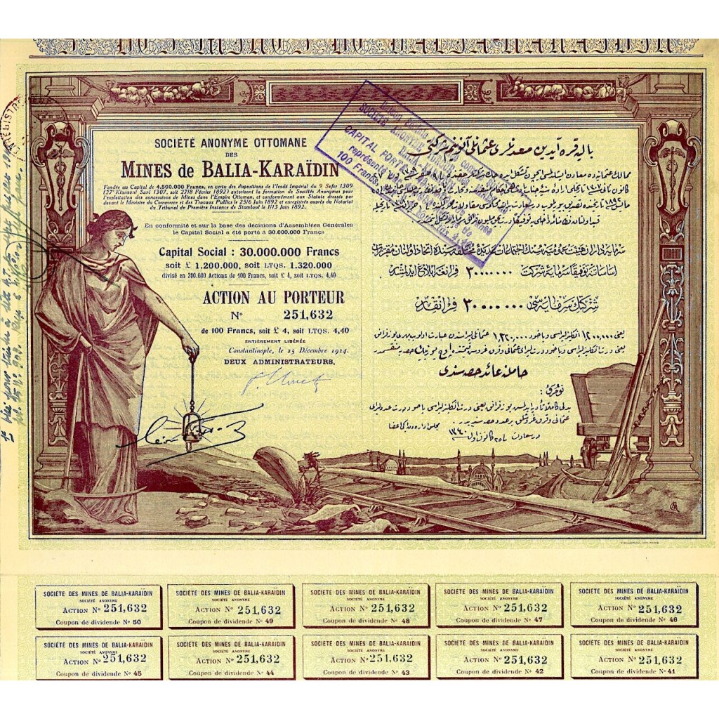1914 - MINES DE BALIA-KARAIDIN (CAP. SOC....