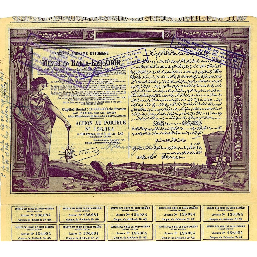 1921 - MINES DE BALIA-KARAIDIN (CAP. SOC....