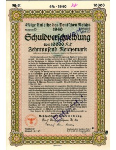 1940 - SCHULDVERSCHREIBUNG UBER 10000 RM