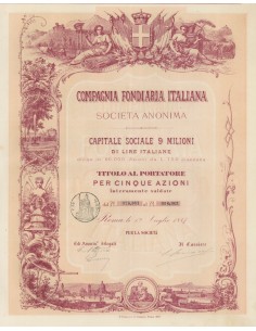 COMPAGNIA FONDIARIA ITALIANA SOC. ANON. - 5 AZIONI ROMA 1887