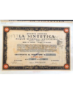 1938 - SOC. ANON. LA SINTETICA - 50 AZIONI TORINO