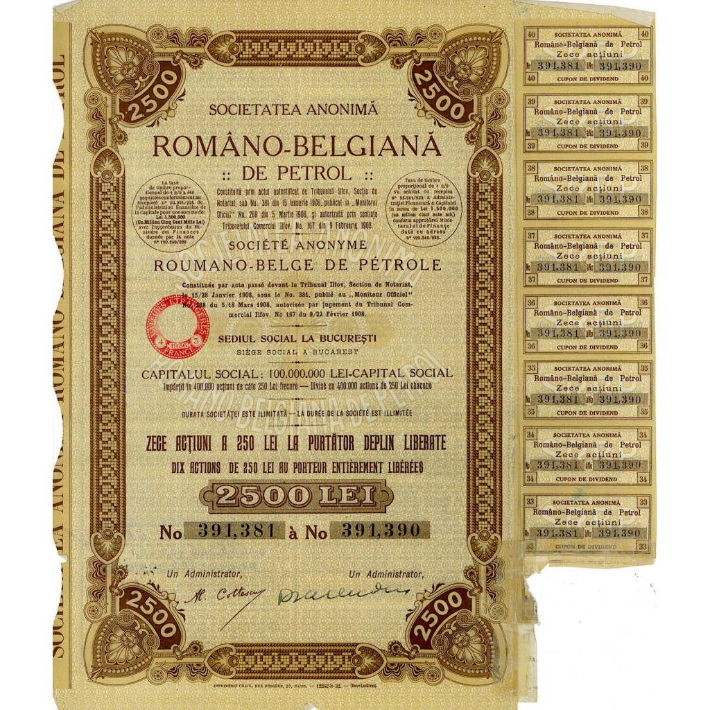 1908 - ROMANO-BELGIANA DE PETROL SOC. ANON. (10...