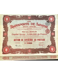 1910 - LES TRANSPORTS DE SAVONE ACTION DE DIVIDENDE AU...