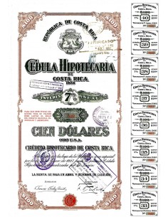 1928 - REPUBLICA DE COSTA RICA - CEDULA HIPOTECARIA DE...
