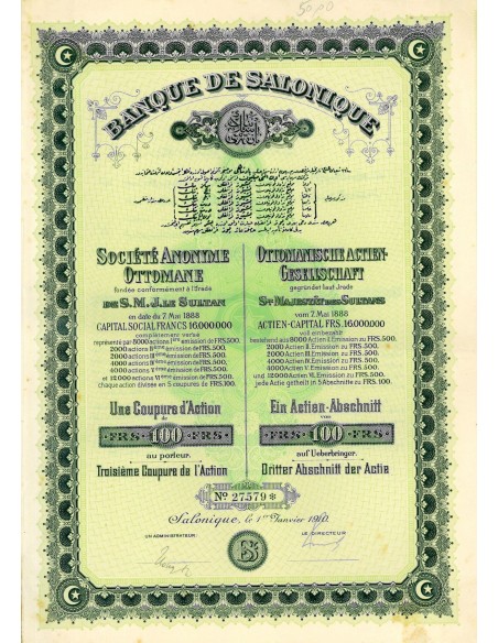 1910 - BANQUE DE SALONIQUE