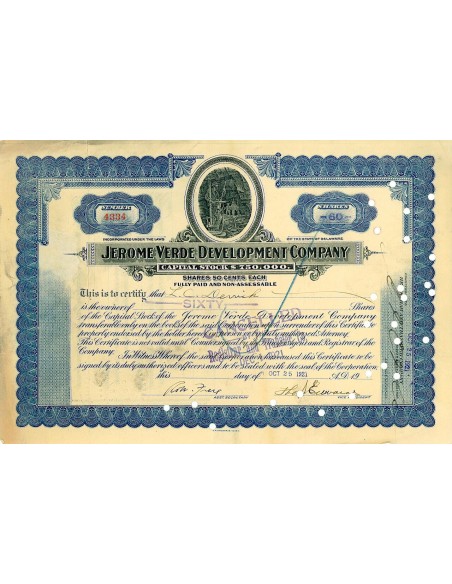 1921 - JEROME VERDE DEVELOPMENT COMPANY