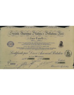 SOC. ANON. PILATURA E BRILLATURA RISI LUCA CANELLI - 10 AZIONE 1907