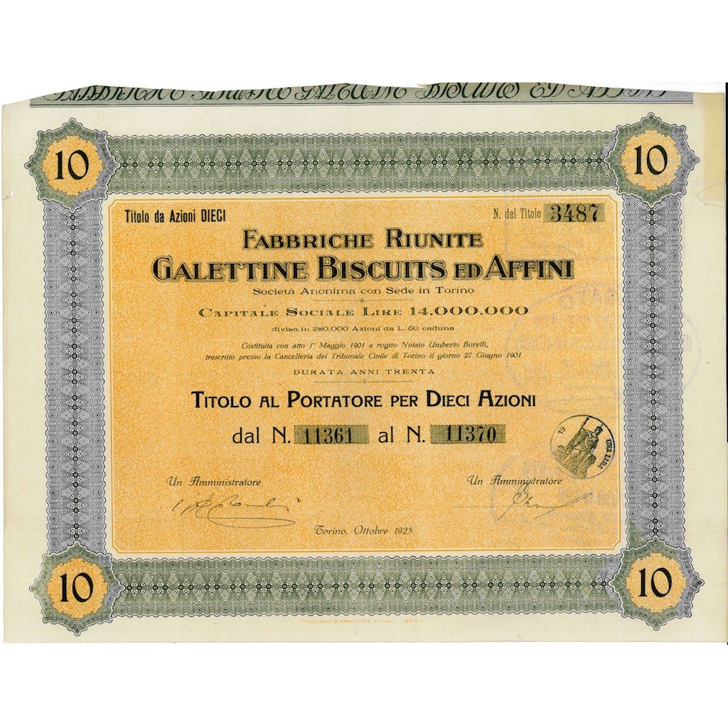1925 - FABBRICHE RIUNITE GALETTINE BISCUITS ED AFFINI