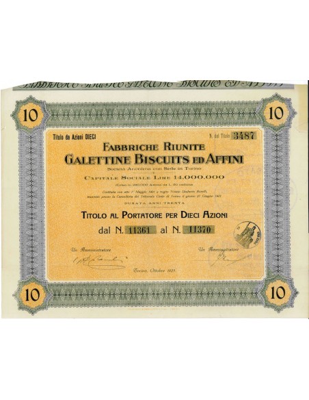 1925 - FABBRICHE RIUNITE GALETTINE BISCUITS ED AFFINI