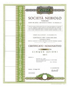 1966 - NEBIOLO SOC. - TORINO (5 AZIONI)