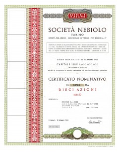 1966 - NEBIOLO SOC. - TORINO (10 AZIONI)