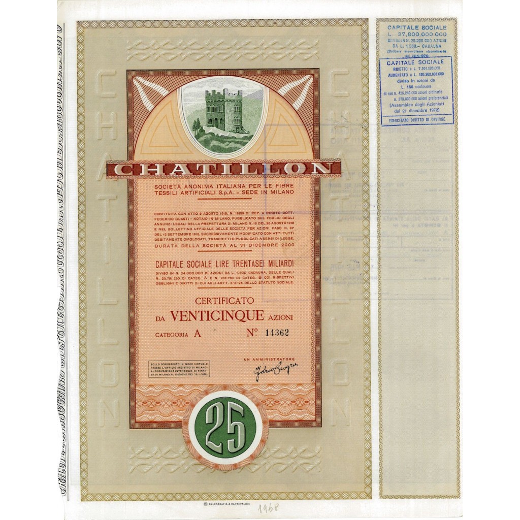 1968 - CHATILLON - SOC. AN. IT. PER LE FIBRE...