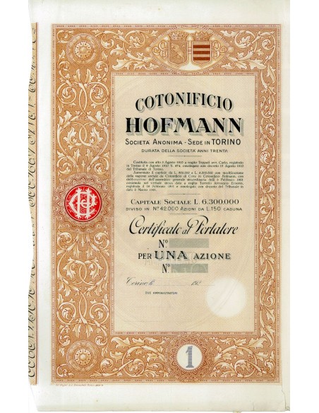 1921 - COTONIFICIO HOFMANN - TORINO