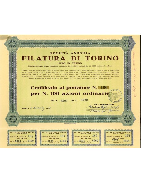 1930 - FILATURA DI TORINO SOC. ANON.