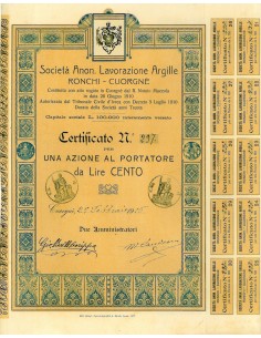 1916 - SOC. ANON. LAVORAZIONE ARGILLE RONCHI - CUORGNE'