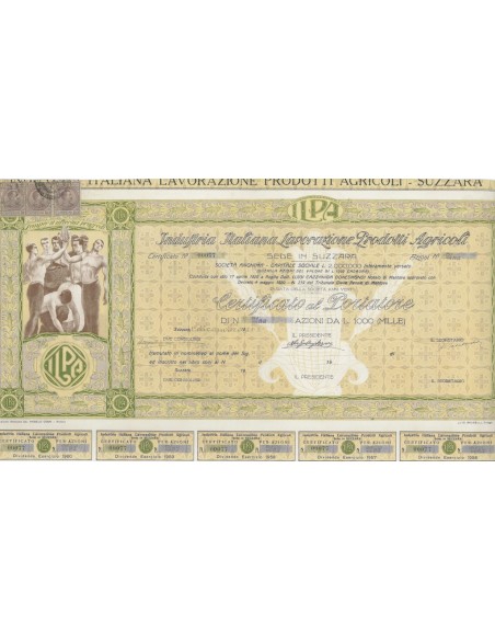 INDUSTRIA ITALIANA LAVORAZIONE PRODOTTI AGRICOLI - 1 AZIONE SUZZARA 1920