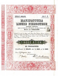 1907 - MANIFATTURA LIGURE PIEMONTESE - TORINO
