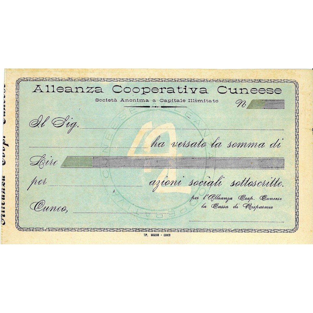 1920 - ALLEANZA COOPERATIVA CUNEESE