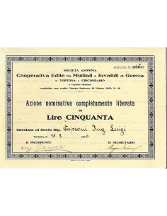 1926 - COOP. EDILE FRA MUTILATI E INVALIDI DI GUERRA SOC....