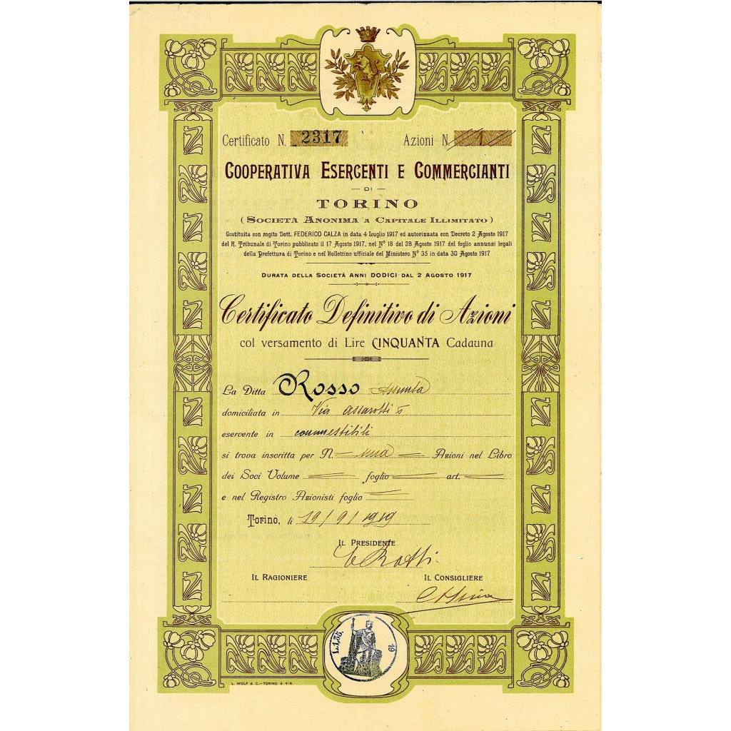 1919 - COOPERATIVA ESERCENTI E COMMERCIANTI DI...