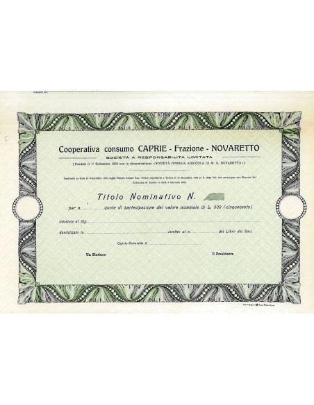 1940 - CAPRIE - COOP. DI CONSUMO FRAZIONE NOVARETTO