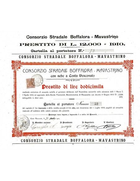1910 - CONSORZIO STRADALE BOFFALORA-MAVASTRINO
