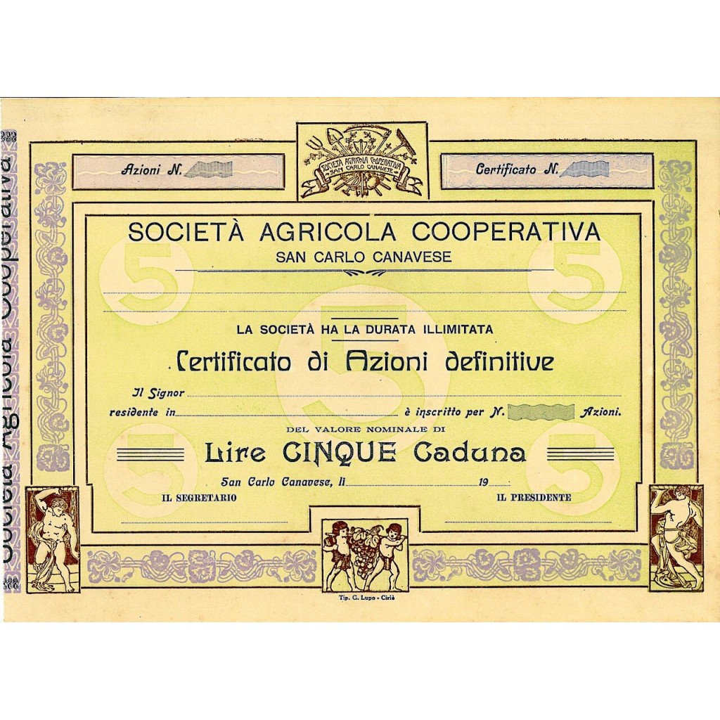 1930 - AGRICOLA COOPERATIVA SAN CARLO CANAVESE SOC.
