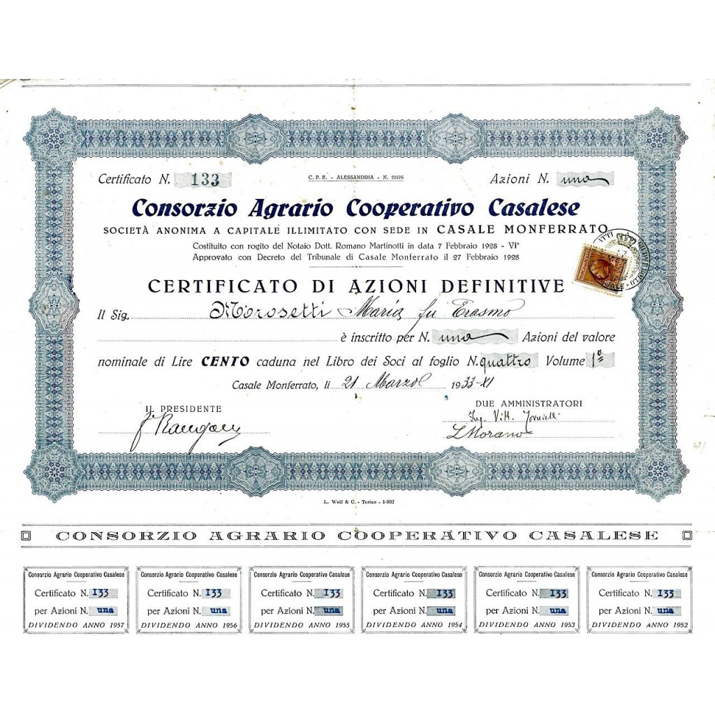 1933 - CONSORZIO AGRARIO COOPERATIVO CASALESE