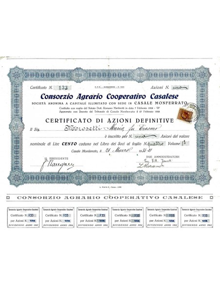 1933 - CONSORZIO AGRARIO COOPERATIVO CASALESE