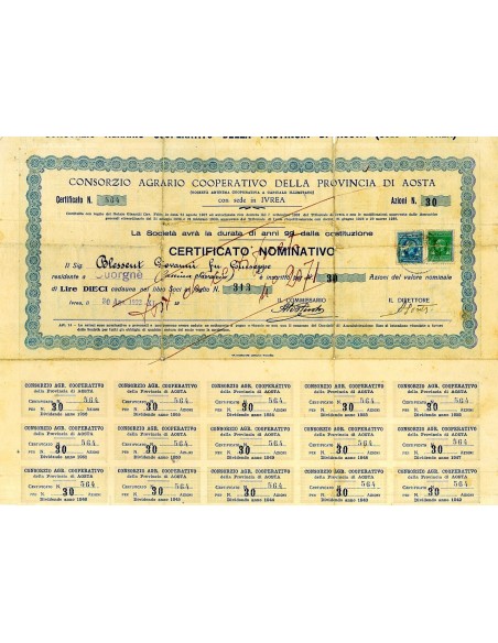 1933 - CONSORZIO AGRARIO COOPERATIVO DELLA PROVINCIA DI AOSTA