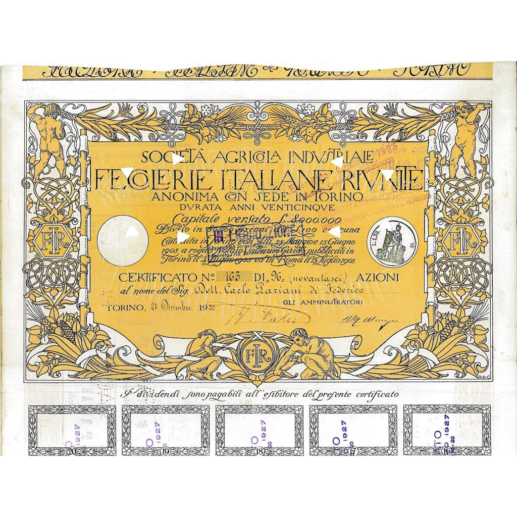 1920 - SOC. AGRICOLA INDUSTRIALE - FECOLERIE ITALIANE RIUNITE  - TORINO - ILLUSTRATORE A. DE CAROLIS